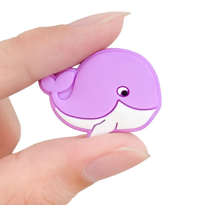 20pcs Silicone Focal Beads Whale Side Profile Design 9