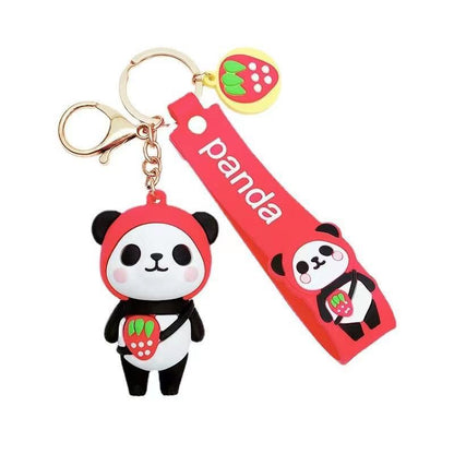 Cartoon Panda Silicone Bead Keychain Cute Animal Charm 5
