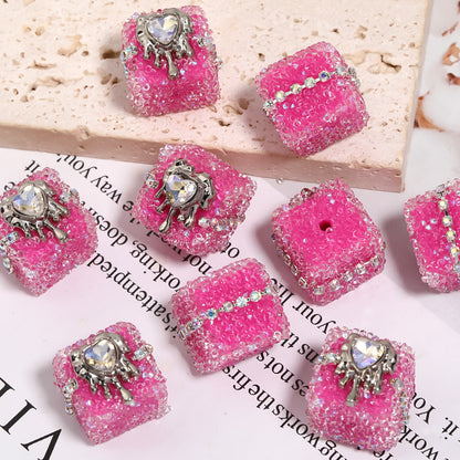 5pcs 21mm Crocore Square Acrylic Beads DIY Bracelet Making 8