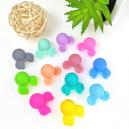 20pcs Silicone Focal Beads Round Ear Mouse Character Basic Shape 4