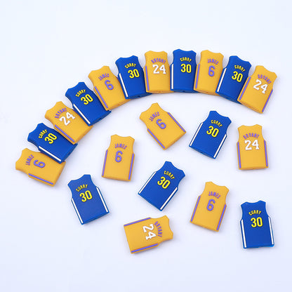 20Pcs Silicone Focal Beads Basketball Jersey Design Flat Shape 2
