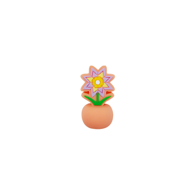 20Pcs Silicone 3D Focal Beads Colorful Potted Plant Flower Design 11