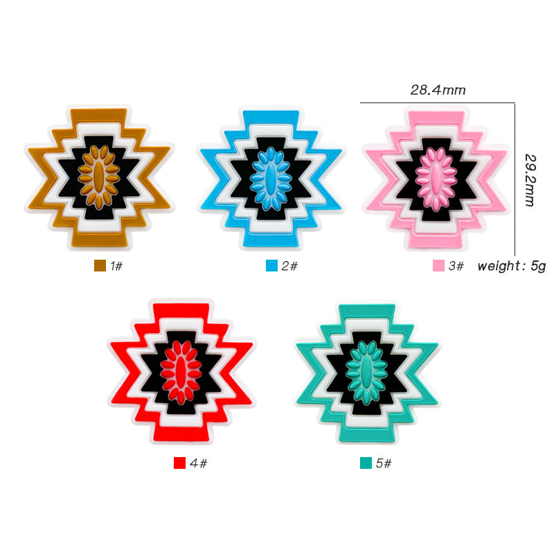 20Pcs Silicone Focal Beads Cartoon Wormhole Geometric Starburst Design 2