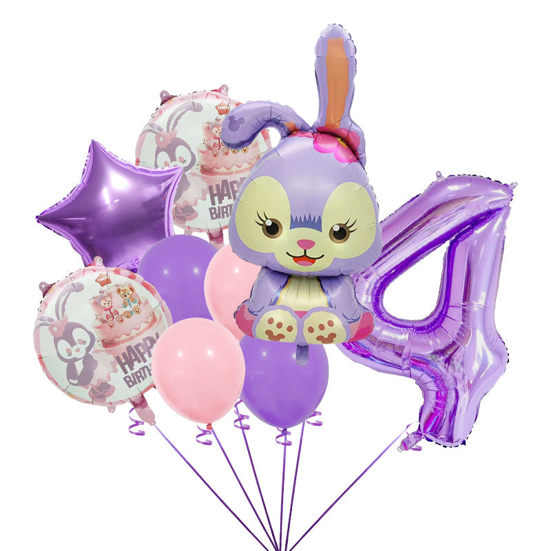 StellaLou Bunny Foil Balloon Birthday Party Decoration Set 9