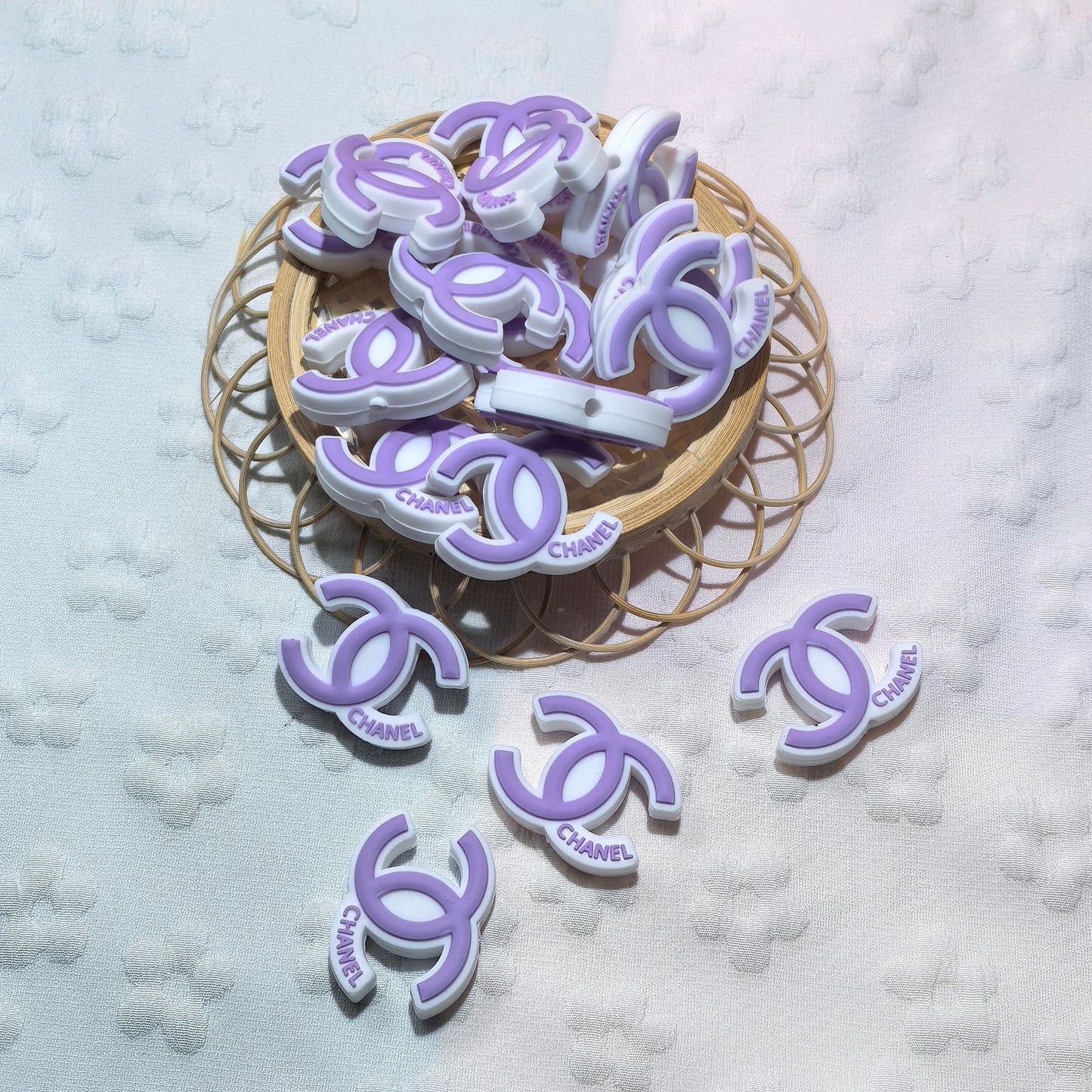 20Pcs Silicone Focal Beads Double C Logo Multi Color Variety 10