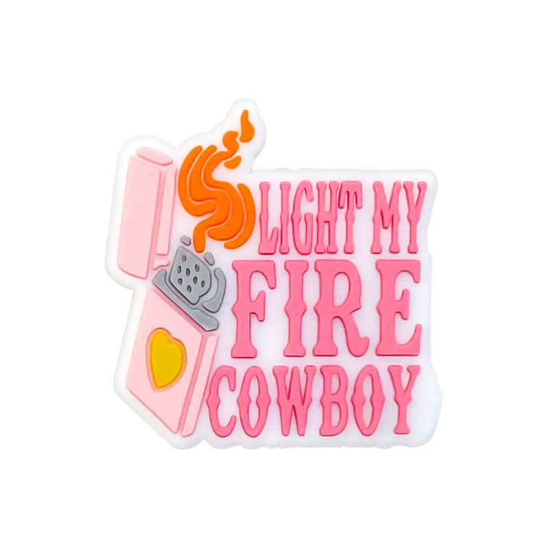 20Pcs Silicone Focal Beads Cartoon Lighter With Printed Text 7