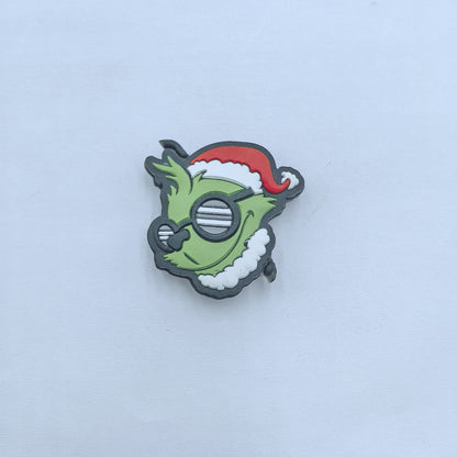 20Pcs Silicone Focal Beads Christmas Green Furry Character Scowling Face Set 12
