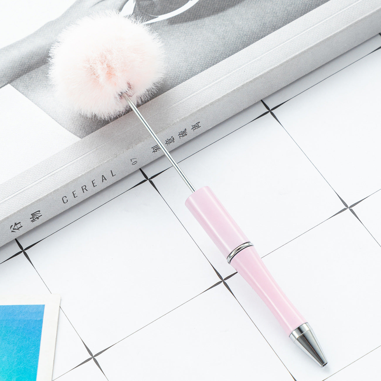 Plush Pom-pom Beadable Ballpoint Pens 15.5 x 0.8cm DIY Craft Supplies 10