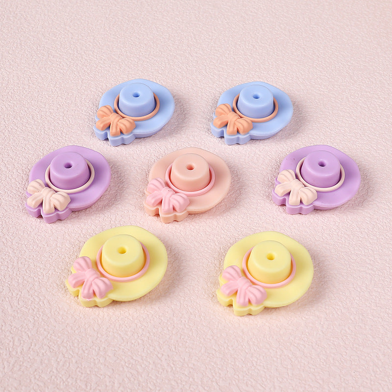 20Pcs Silicone 3D Focal Beads Bow Hat With Bow Detail 2