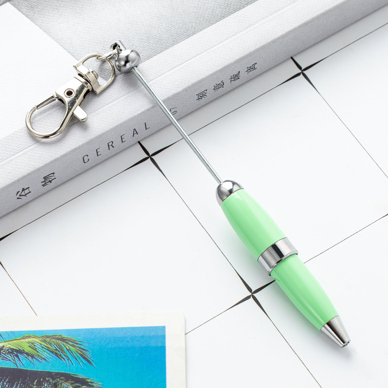 Portable Metal Beadable Pen Keychain Ballpoint Pens DIY Craft Supplies 25