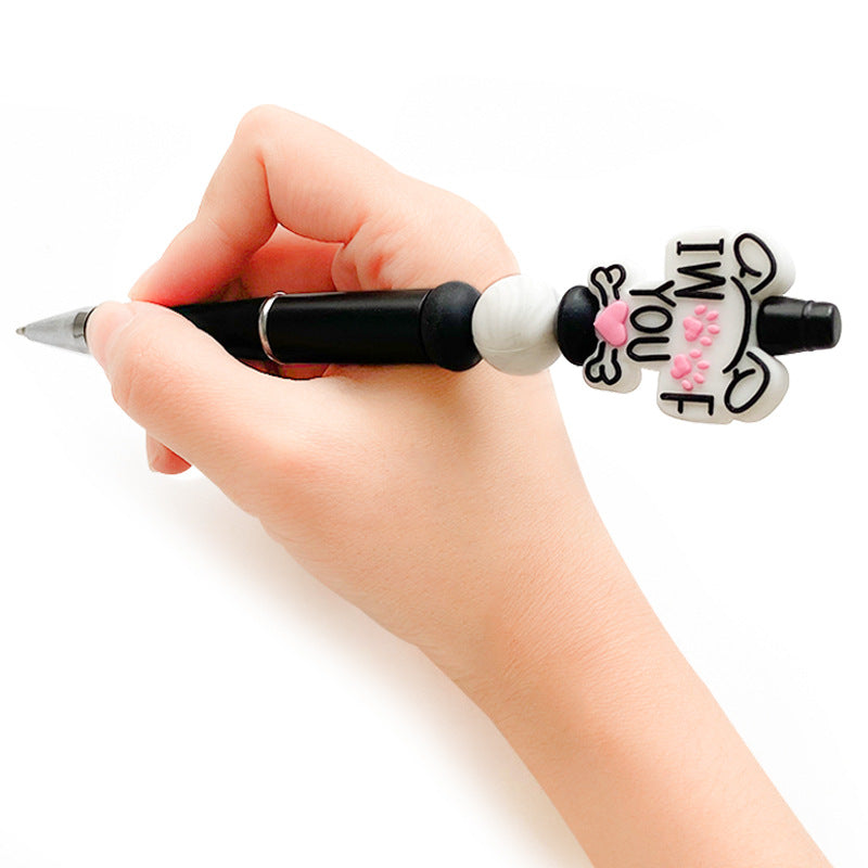 20pcs Silicone Letter Animal Focal Beads With Pink Paw Print and Bone Detail 4