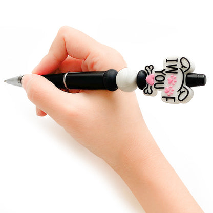 20pcs Silicone Letter Animal Focal Beads With Pink Paw Print and Bone Detail 4