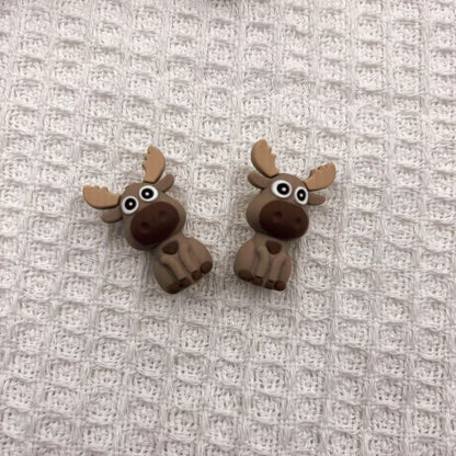 20Pcs Silicone 3D Focal Beads Cartoon Deer Sitting Pose 6