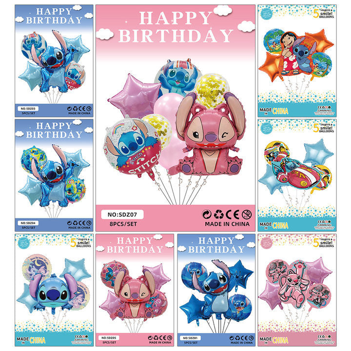 Lilo Stitch Foil Balloon Set Children's Birthday Party Decoration 5pcs 8pcs 2