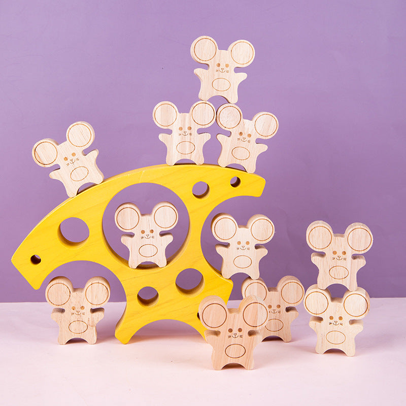 Wooden Mouse and Cheese Blocks Montessori Toys for Toddlers 3