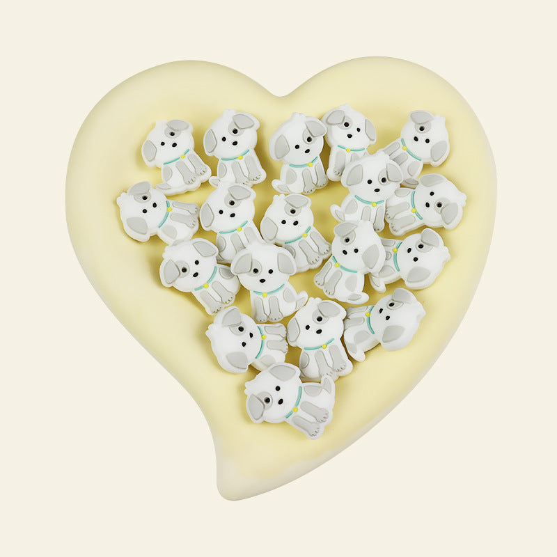 Silicone Focal Beads Cartoon Cute Puppy Sitting Pose 6