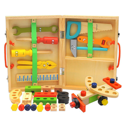 Wooden Pretend Play Toolbox Toy Combination Set 4