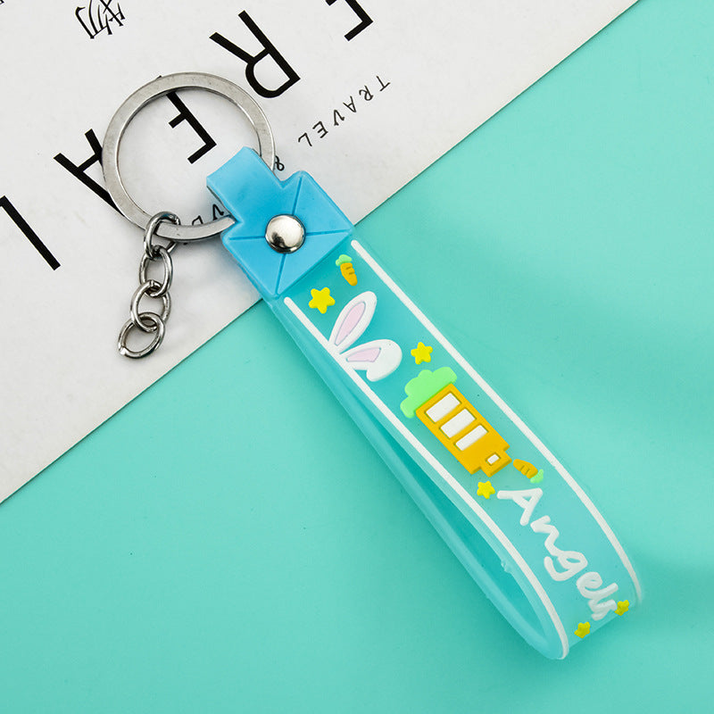 Rabbit Silicone Bead Wristlet Keychain 11x1.75cm Cute Design 6