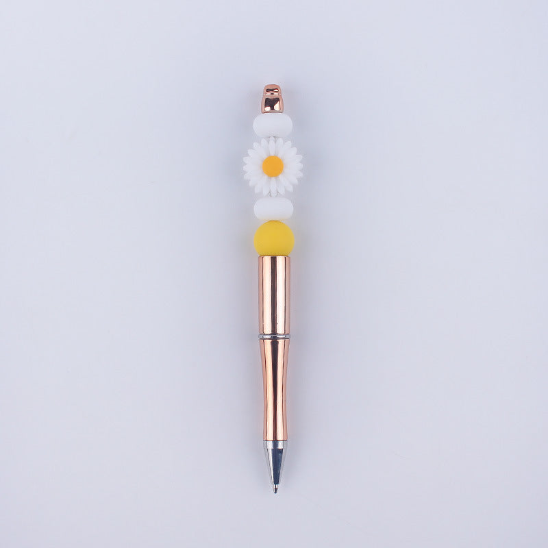 Daisy Flower Silicone Beaded Pens Colorful Handmade Gift 6