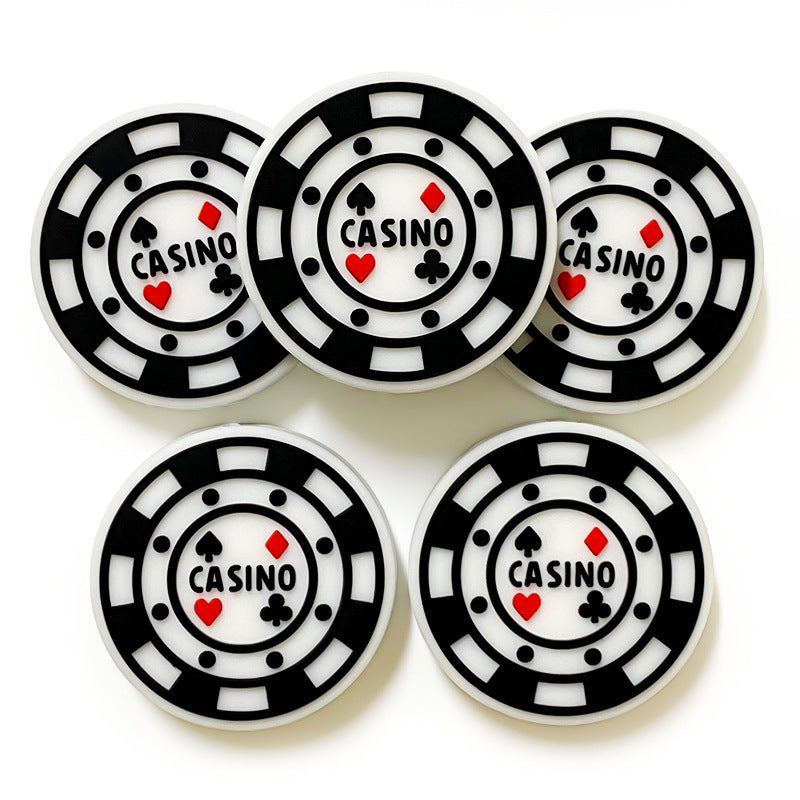 20Pcs Silicone Focal Beads Casino Chip Design 2
