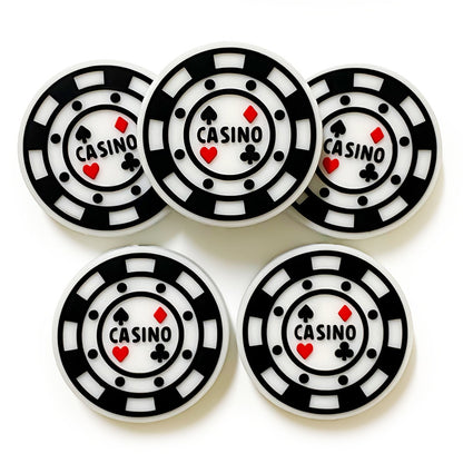 20Pcs Silicone Focal Beads Casino Chip Design 2