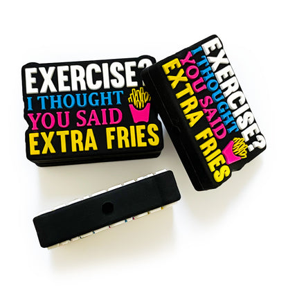 20pcs Silicone Focal Beads French Fries Printed Text Design 3