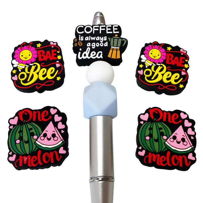 Silicone Focal Beads Fruit Burger Elephant Rainbow Design 4