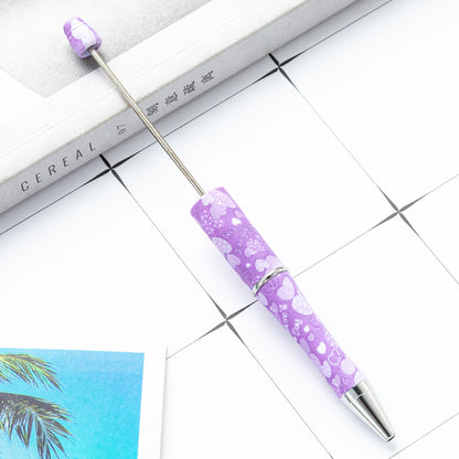 Valentine's Day Heart Print Beadable Ballpoint Pens 14.4cm DIY 37