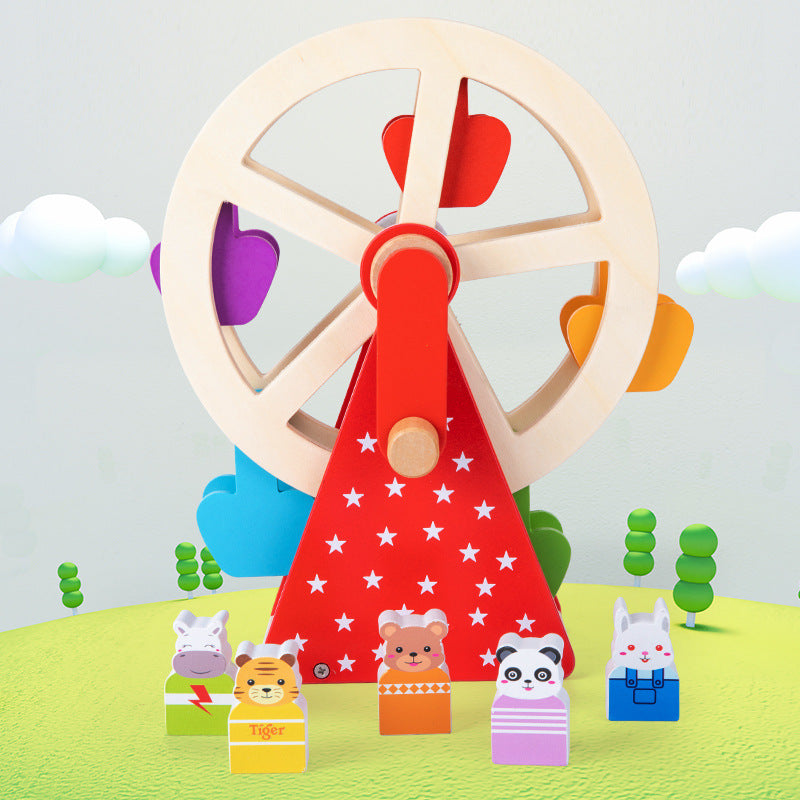 Wooden Pretend Play Ferris Wheel Toy for Kids 4
