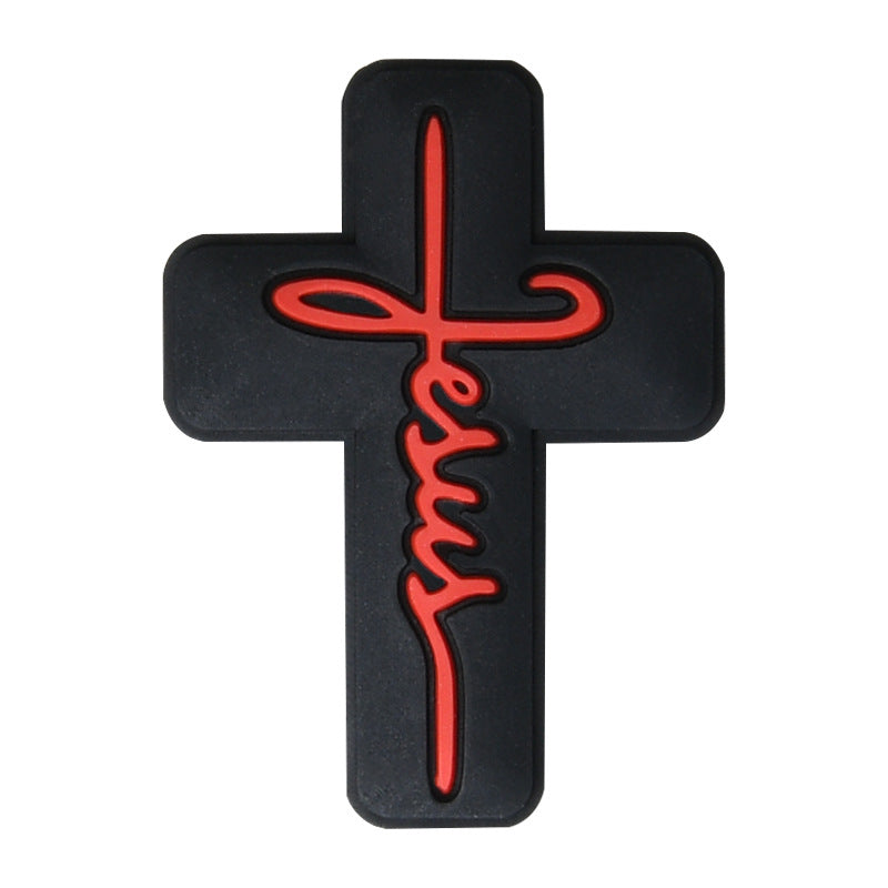 20pcs Silicone Focal Beads Jesus Cross Printed Text Design 14