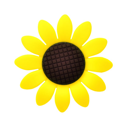 20pcs Silicone Focal Beads Sunflower Flat Design with Center Detail 5