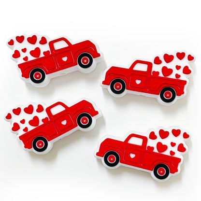 20Pcs Silicone Focal Beads Valentine Love Car Hearts Design 2