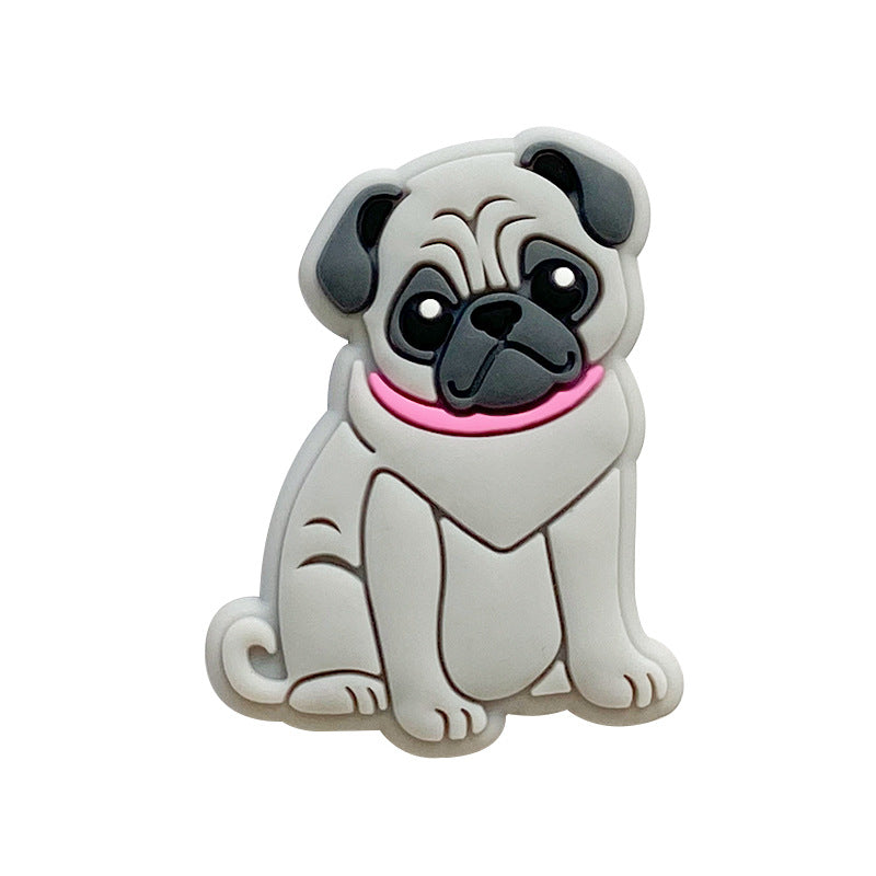 20pcs Silicone Focal Beads Pug Dog Sitting Pose 4