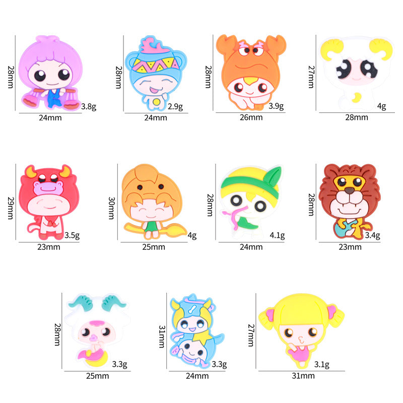 20pcs Silicone Focal Beads Twelve Constellations Colorful Set 2