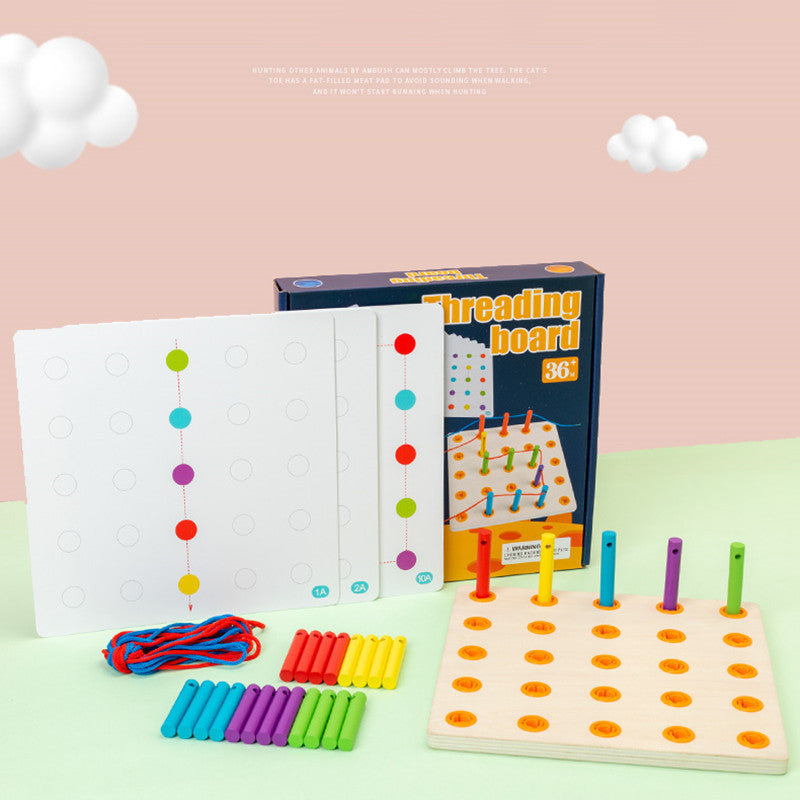 Wooden Montessori Threading Board Toys for Toddlers 3