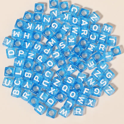 100pcs 6mm Square Acrylic Letters Beads Colorful DIY Accessories 15