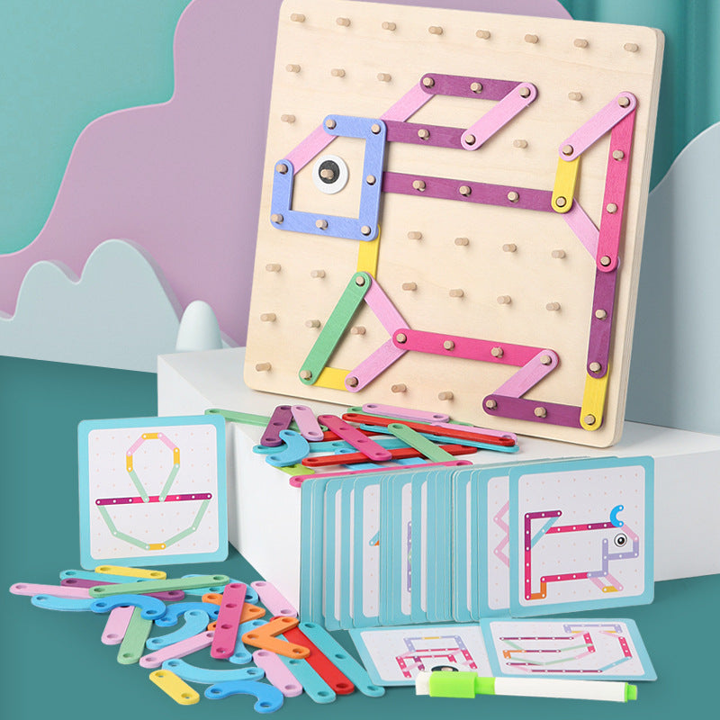 Wooden Pegboard Puzzle Montessori Toys Educational Toy 27.5cm 6