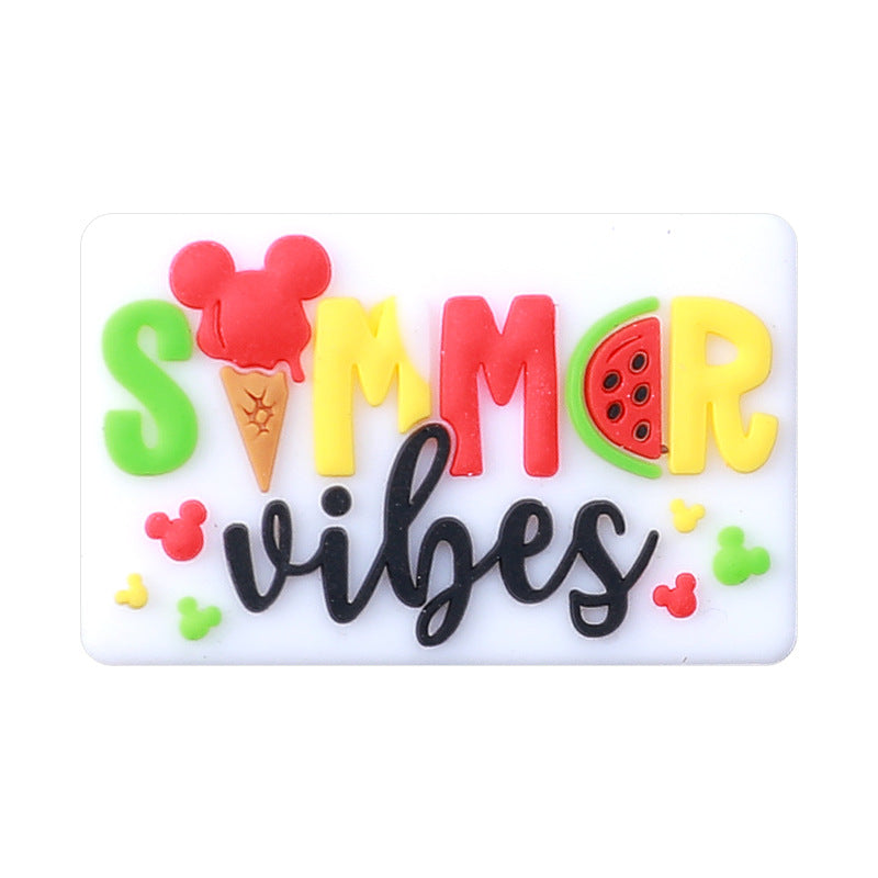 20pcs Silicone Focal Beads Summer Gnome Holding Surfboard and Waterball 5