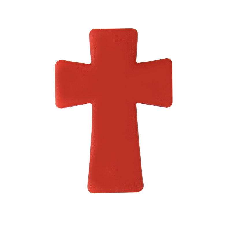 20pcs Silicone Focal Beads Printed Cross With Varied Color Patterns 20