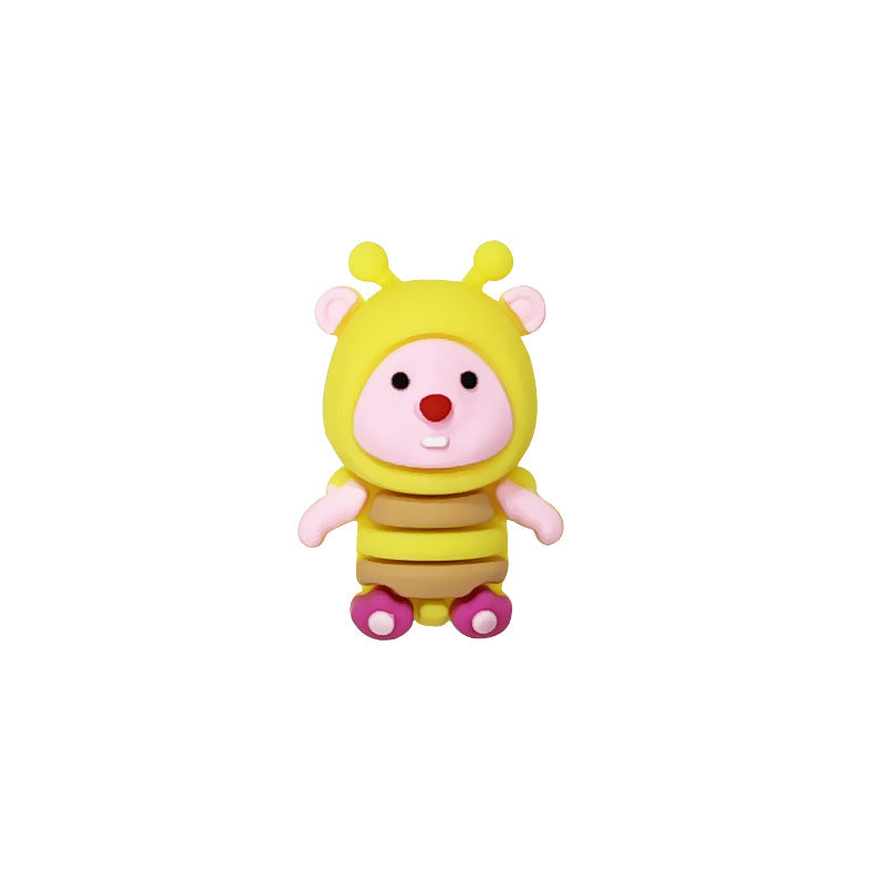 20Pcs Silicone 3D Focal Beads Cartoon Character Wearing Bee Costume 6