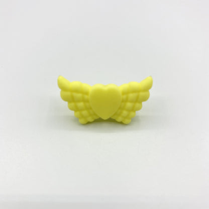 20pcs Silicone Focal Beads Wing Shape with Heart Center 26