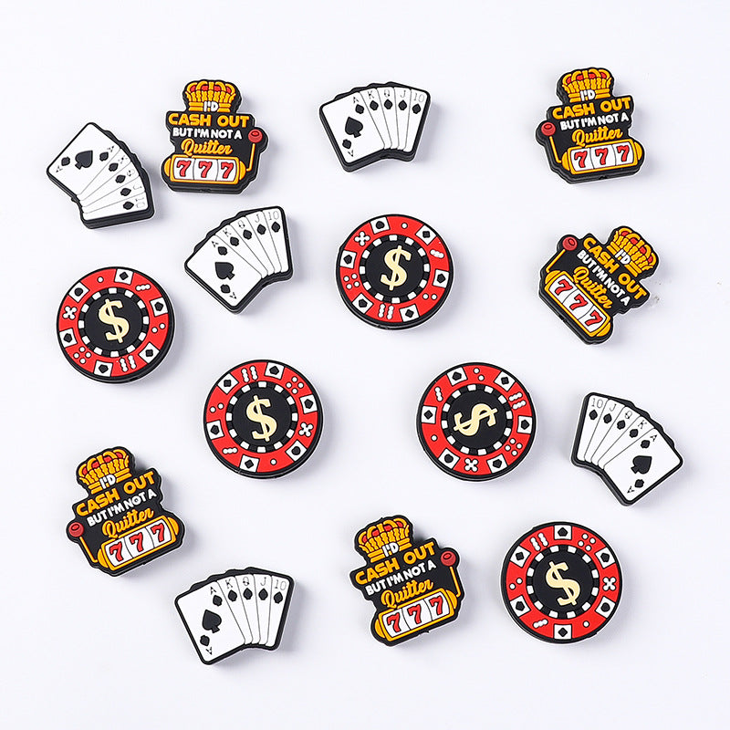 20Pcs Silicone Focal Beads Crown With Printed Text Design 3
