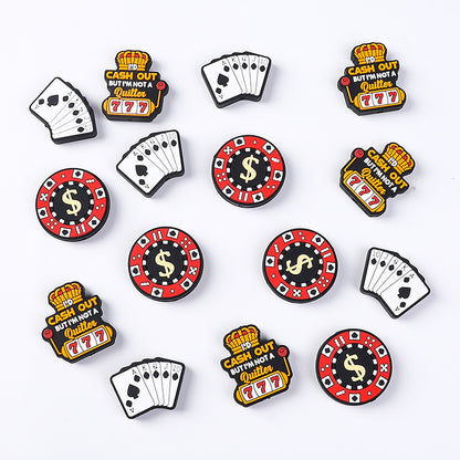 20Pcs Silicone Focal Beads Crown With Printed Text Design 3