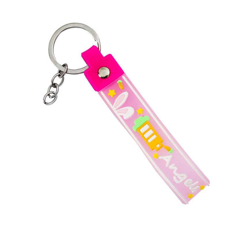 Rabbit Silicone Bead Wristlet Keychain 11x1.75cm Cute Design 5