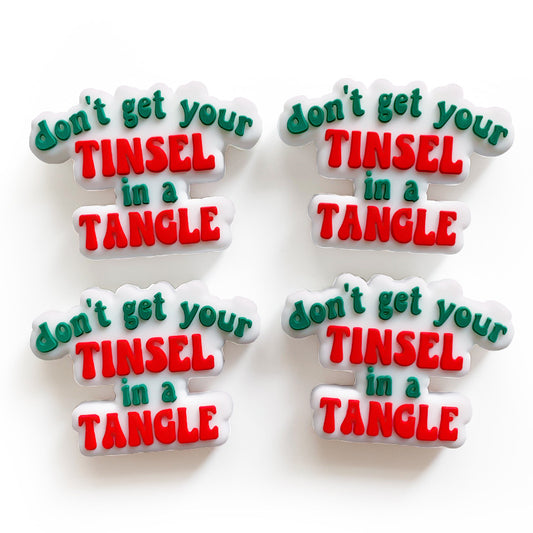 20Pcs Silicone Focal Beads Don t Get Your Tinsel In A Tangle Printed Text