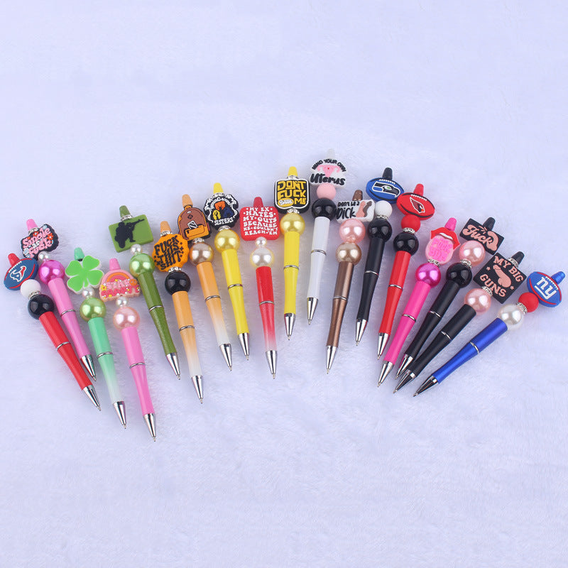 Cartoon Pattern Silicone Beaded Pens Ballpoint Pen DIY Craft Supplies