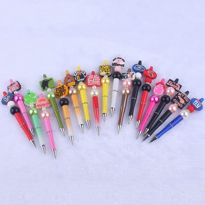 Cartoon Pattern Silicone Beaded Pens Ballpoint Pen DIY Craft Supplies