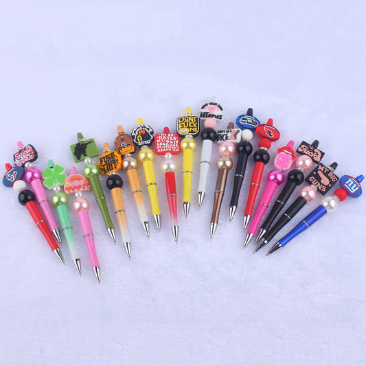 Cartoon Pattern Silicone Beaded Pens Ballpoint Pen DIY Craft Supplies