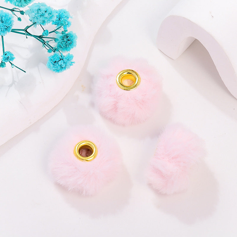 50pcs 20mm Fuzzy Abacus Large Hole Spacer Beads Imitation Rabbit Hair 14