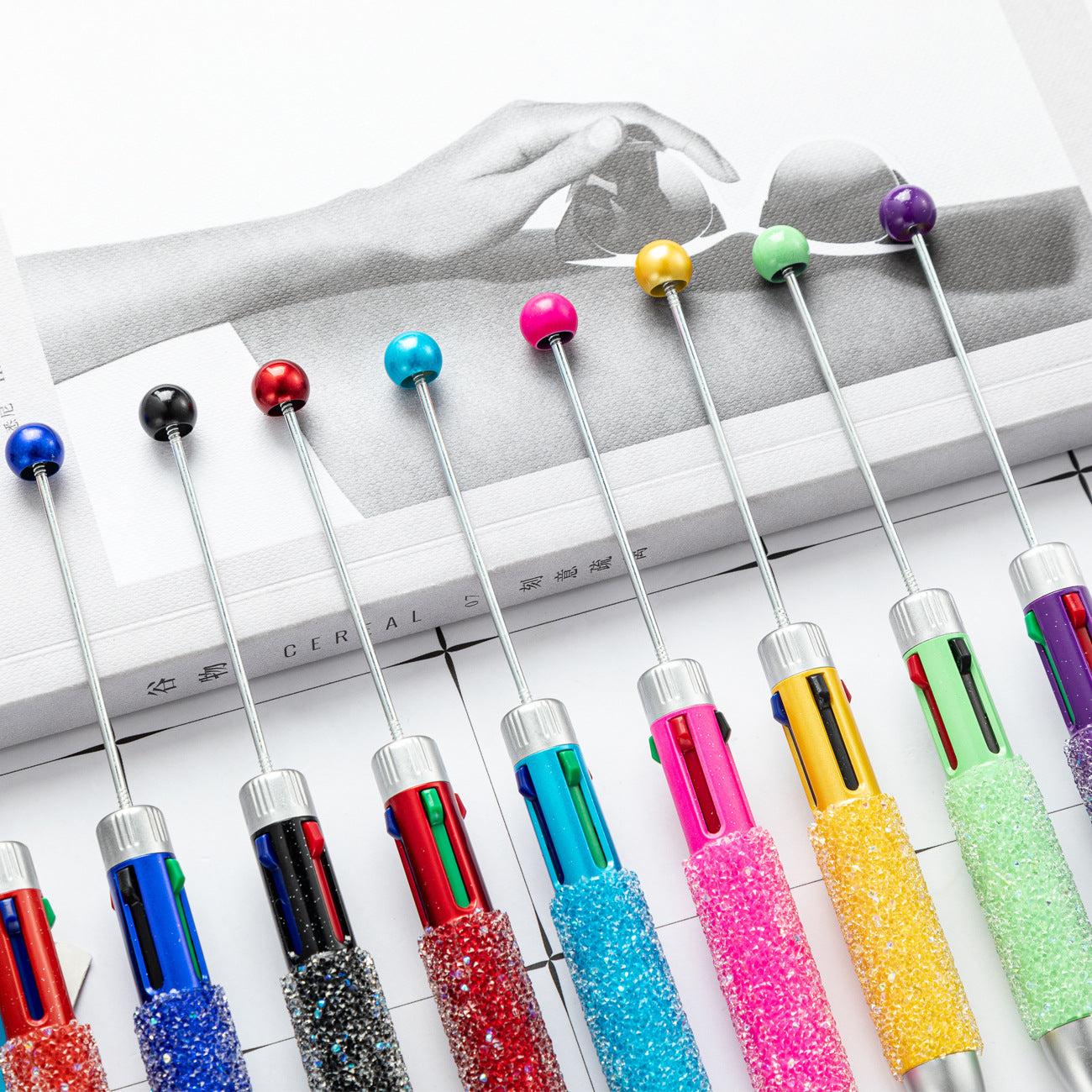 4 In 1 Beadable Ballpoint Pen Plastic DIY Four Color Sugar Craft